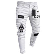 Load image into Gallery viewer, 3 Styles Men Stretchy Ripped Skinny Biker Embroidery Print Jeans